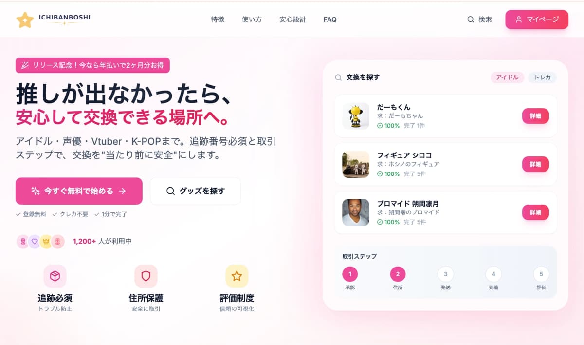 ICHIBANBOSHI - 推し活グッズ交換プラットフォーム